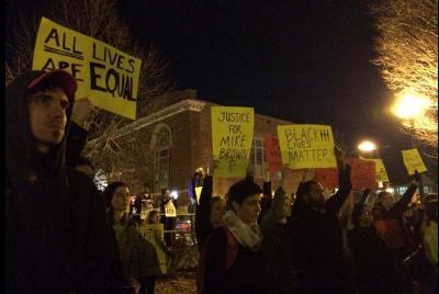Protest in Dudley Square: Police estimate the protest drew roughly 1,500 people. Photo by Lauren Dezenski